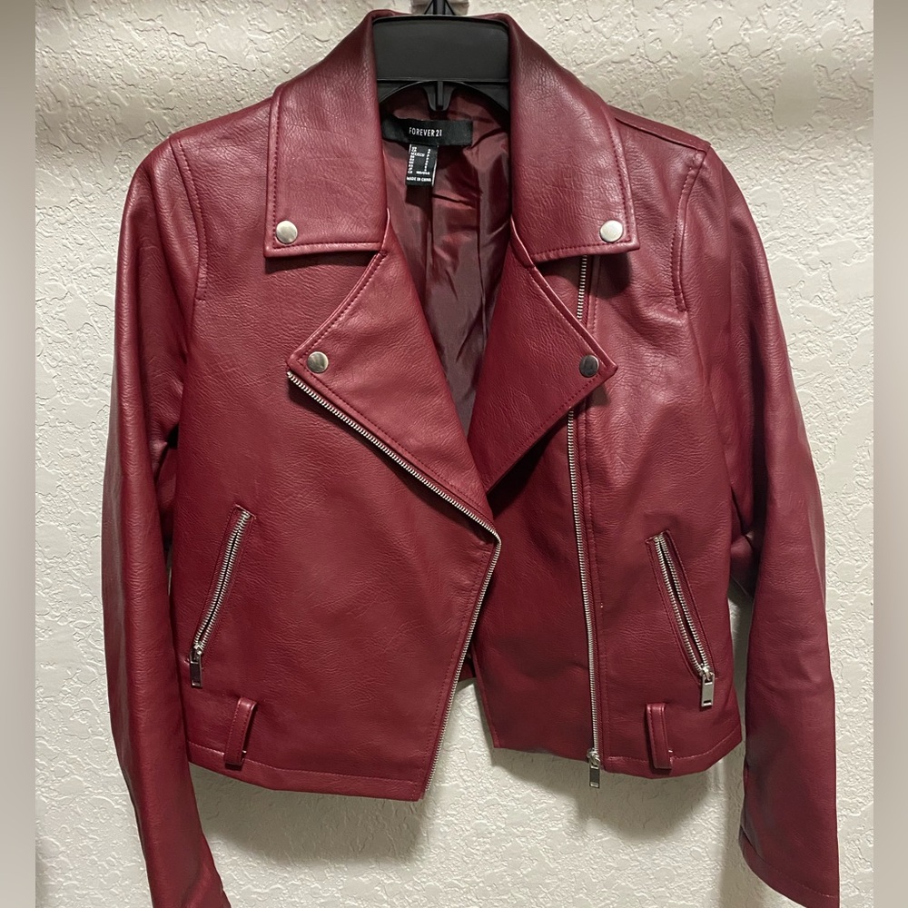 Red leather jacket from Forever 21